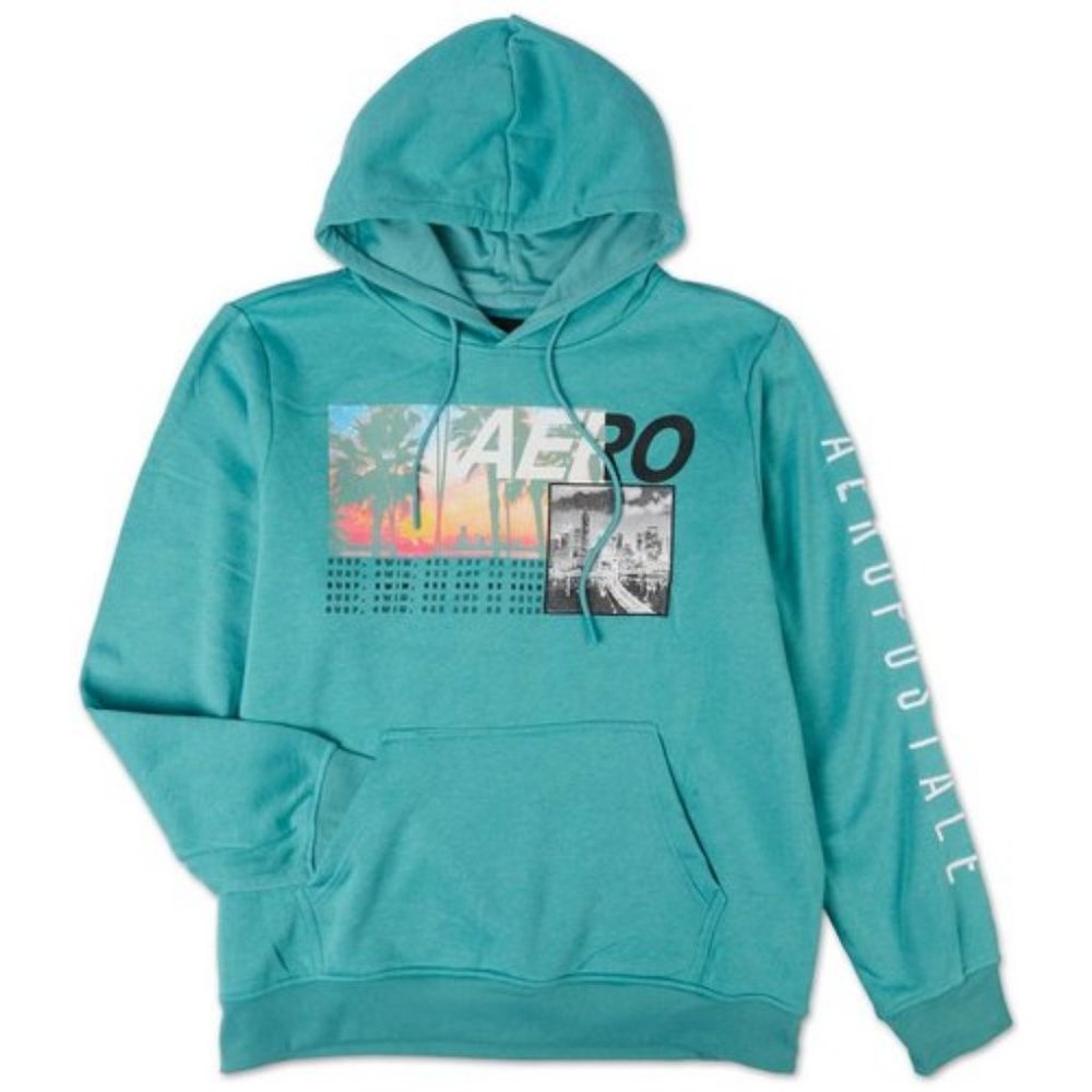 Aeropostal Big Men's Space Dye Logo Hoodie - Turquoise